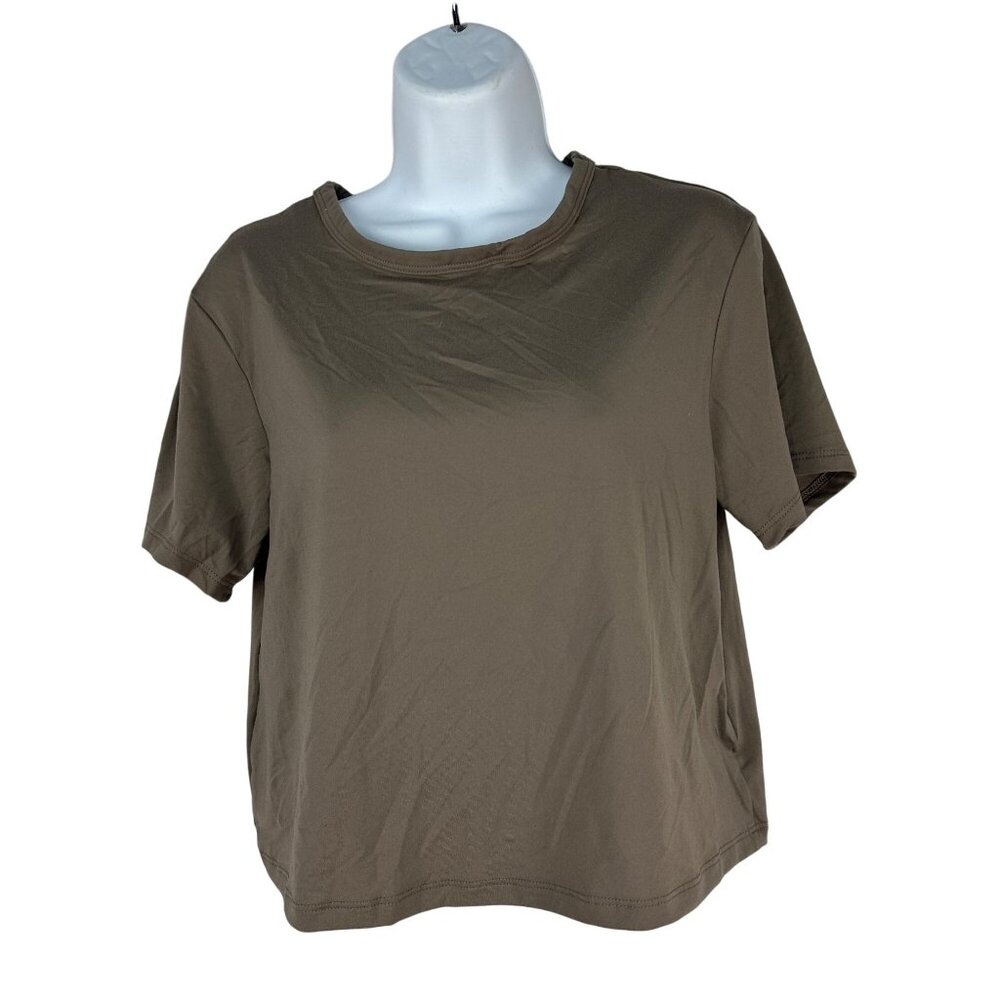 All In Motion Womens Relaxed Fit Crewneck T-Shirt Small Brown Moisture-Wicking